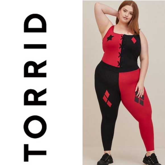 torrid Pants - TORRID Womens DC Harley Quinn Full Length Leggings Red Black Size 0/Large